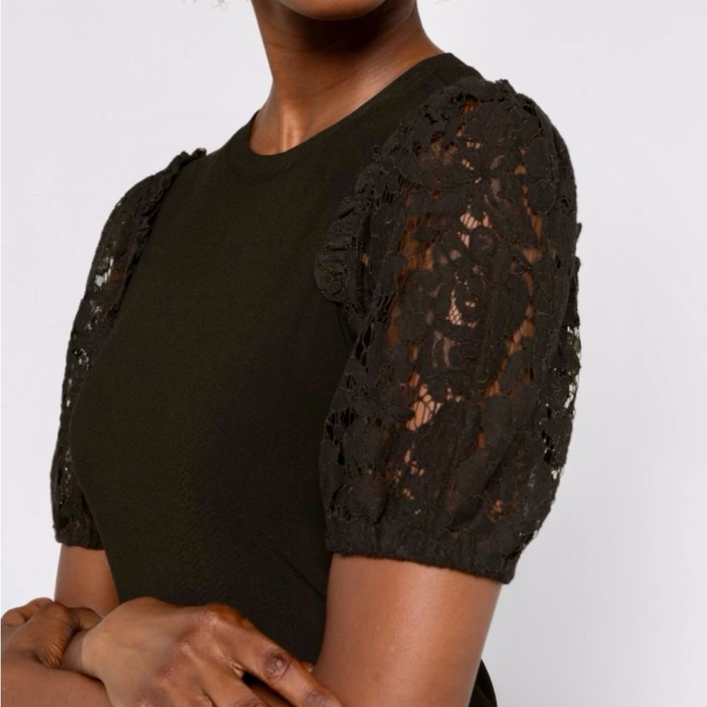 1. State Black Lace Puff Sleeve Top XL